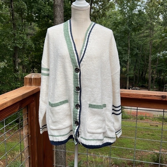 BP Oversized Knit Button Front Light Academia Nerdy Cardigan w/ Pockets M NWT - Picture 10 of 10
